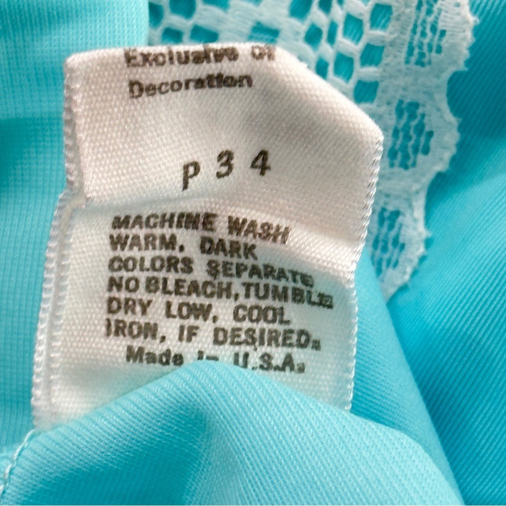 Vintage Gossard Artemis Aqua Blue Lace Pintuck Maxi Nightgown 5244 Small USA - Picture 11 of 11